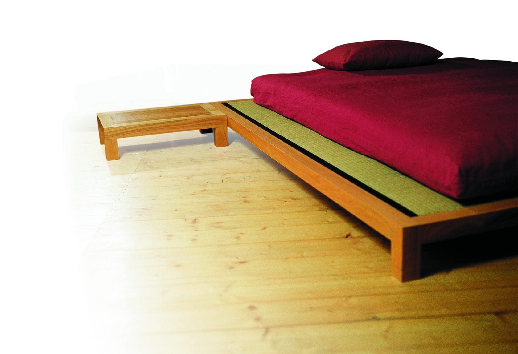 Edition Bett 60 Kirschbaun Nachttisch Tatami Futon
